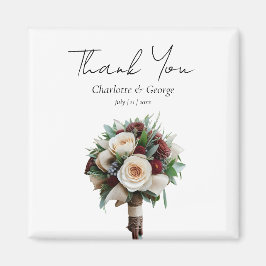 Rustic Bröllop Bouquet Flower Wedding Favors Magnet