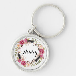 Rustic Bröllop Bridesmaid Gift Boho Bröllopsfest Rund Silverfärgad Nyckelring