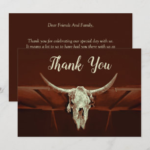 Rustic Bröllop Brown Western Bull Skull Land Tack Kort