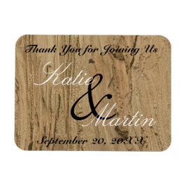Rustic Bröllop Brown Woodgrain Photo Tack Magnet