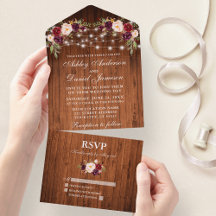 Rustic Bröllop Burgundy Blommigt Wood Ljus