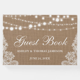 Rustic Bröllop Burlap String Ljus Snöre Gästböcker