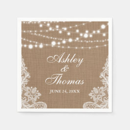 Rustic Bröllop Burlap String Ljus Snöre Pappersservett