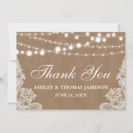 Rustic Bröllop Burlap String Ljus Snöre Tack