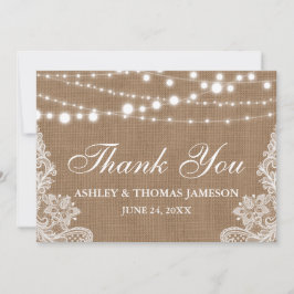 Rustic Bröllop Burlap String Ljus Snöre Tack Kort