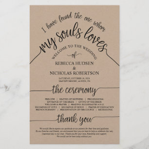 Rustic Bröllop Ceremony Program Brown Kraft Card