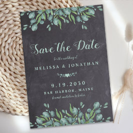 Rustic Bröllop Chalkboard Eucalyptus Greenery Spara Datumet