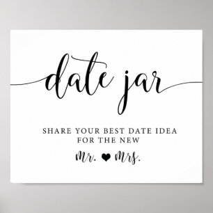 Rustic Bröllop Datum Night Ideas Burk-tecken Poster