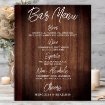 Rustic Bröllop Drink Menu Personlig Pub