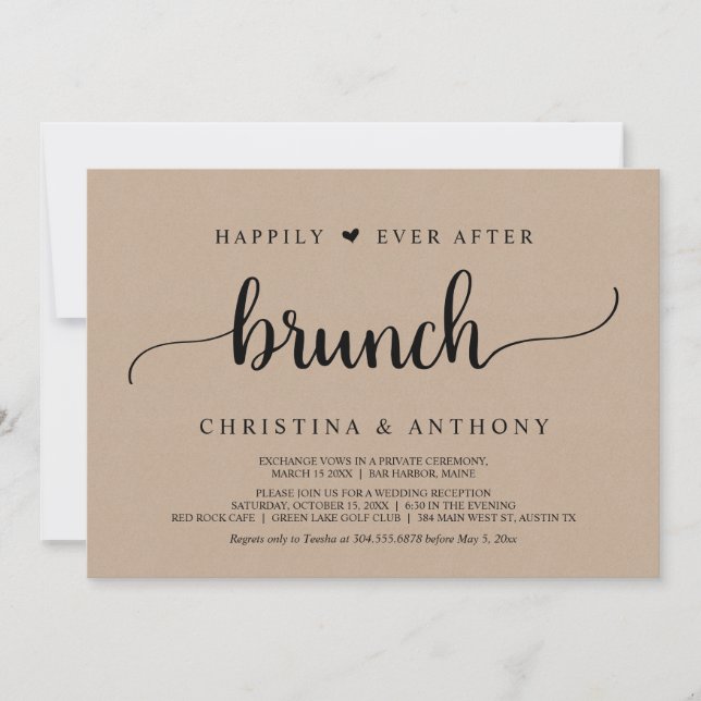 Rustic Bröllop Elopement lyckligtvis allt efter Br Inbjudningar (Framsida)