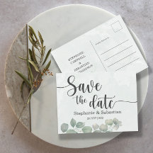 Rustic Bröllop Eucalyptus Grönt SPARA DATUM