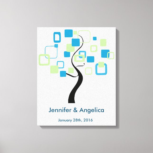 Rustic Bröllop Fingerprint Träd Canvastryck (Framsida)