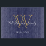 Rustic Bröllop Gift Monogram Initial   Namn Blue<br><div class="desc">Rustic Bröllop ger ett monogram-, Namn- och Personlig-blöjstyrelsen. Personlig i monogram, med familjens efternamn eller ditt eget namn och med skript på en blå bakgrund. En unik gåva till bröllop, nygifta och möhippa. Fin för sitt nya liv tillsammans också för en användbar present till hushållens uppvärmning. Klicka på Anpassa den...</div>