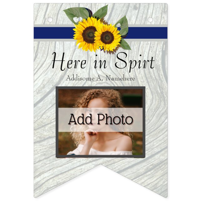 Rustic Bröllop Golden SolroBlue Grått Wood Vimplar (Första flaggan)