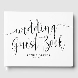 Rustic Bröllop Guest Bok Black and White