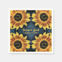 Rustic Bröllop Gult Solros Denim Blue Jeans