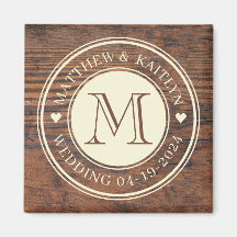 Rustic Bröllop Heart Monogram i Mörk Walnut