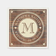 Rustic Bröllop Heart Monogram i Mörk Walnut