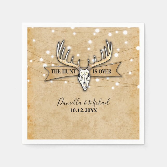 Rustic Bröllop Hunt är över Pappersservett (Framsidan)