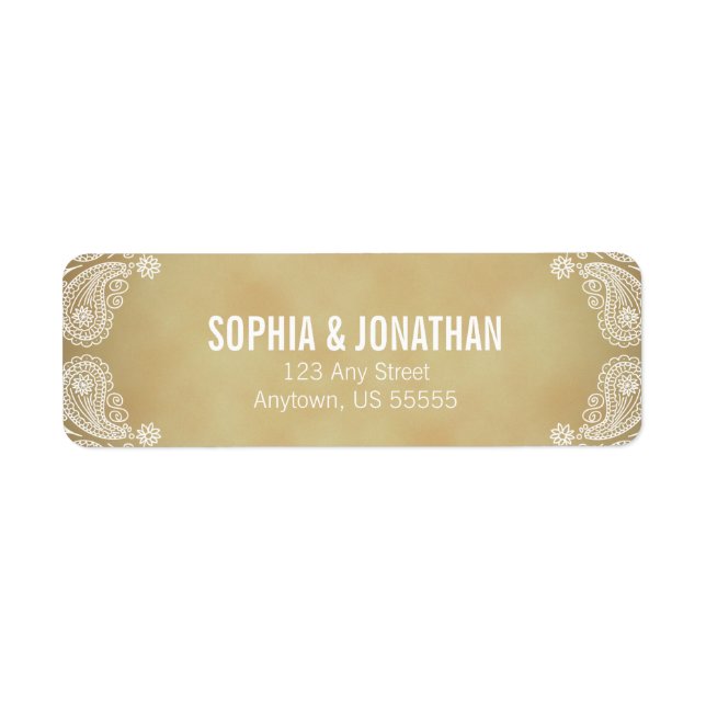 Rustic Bröllop I Hand plockade Paisley Returadress Etikett (Framsidan)