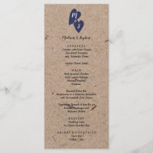 Rustic Bröllop | Kraft Papper Monogram Navy Heart
