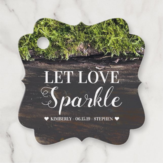 Rustic Bröllop Låt Kärlek Gnistra skicka av Gåvor Etiketter (Framsida)