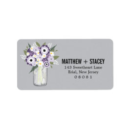 Rustic Bröllop Mason Burk och Blommigt Adressetikett