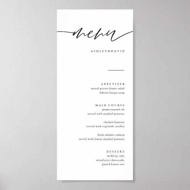 Rustic Bröllop Menu Digital Download Poster (Framsidan)