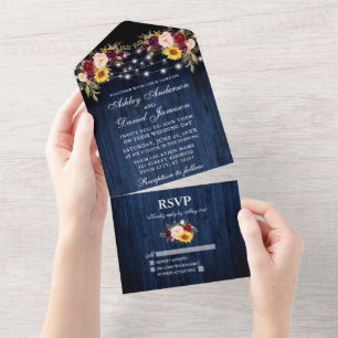 Rustic Bröllop Mixed Blommigt Blue Wood Ljus