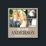 Rustic Bröllop Monogram Photo Collage Canvas<br><div class="desc">Lägg till tre av dina favoritfoton i bröllop för att skapa ett vackert, unikt fotokollage på arbetsyteutskrift. Anpassa designen med namn monogram och bröllop-datum eller annan anpassningsbar. Klicka på Anpassa om du vill flytta foton eller ändra text typsnitt och färg om du vill skapa en unik design av ett slag....</div>