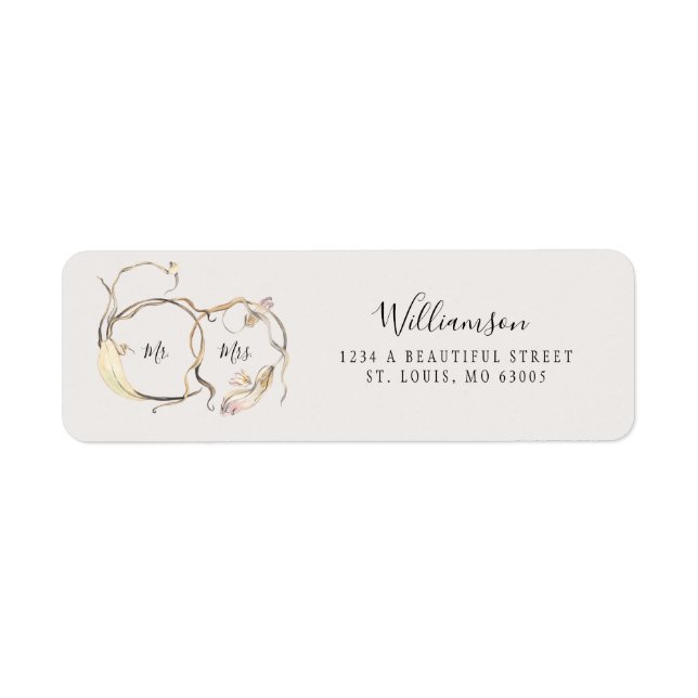 Rustic Bröllop Mr. och Mrs. Returadress Etikett (Framsidan)
