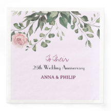 Rustic Bröllop Napkins blommigt rosa, dammblått.