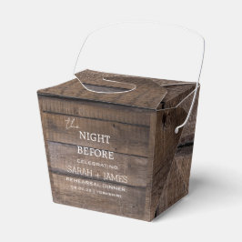 Rustic Bröllop natten före repetitionsmiddagen Presentaskar