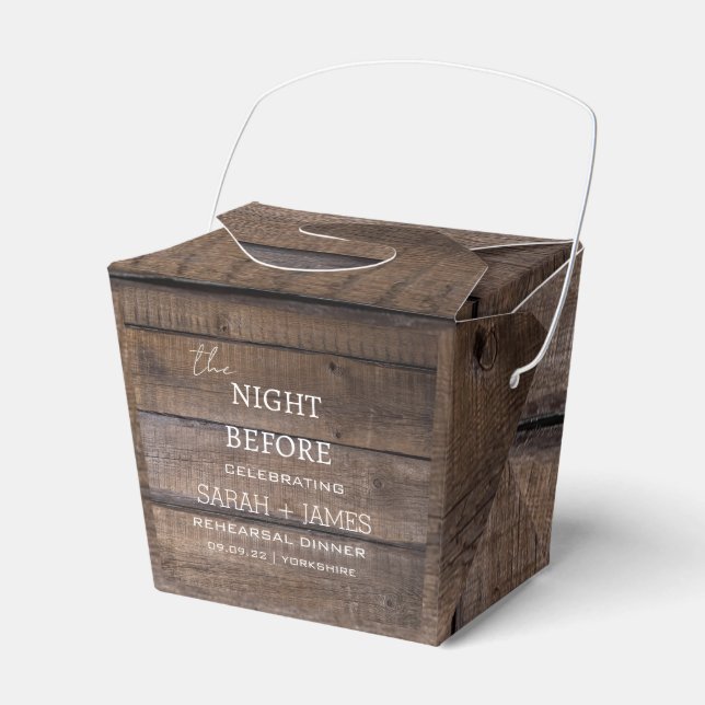 Rustic Bröllop natten före repetitionsmiddagen Presentaskar (Framsidan Sidan)