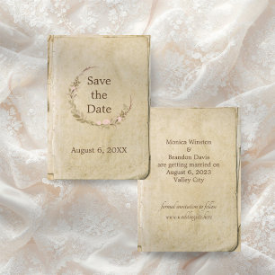 Rustic Bröllop Old Papper Save Date Card Spara Datumet