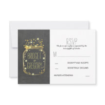 Rustic Bröllop OSA Card - GULD CONFETTI MASON BURK