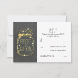 Rustic Bröllop OSA Card - GULD CONFETTI MASON BURK Kort