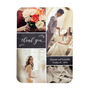 Rustic Bröllop Photo collage chalkboard-block Magnet