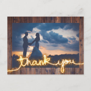 Rustic Bröllop Photo Modern Sparkler Tack Vykort