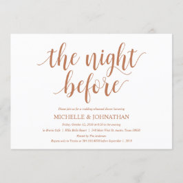 Rustic Bröllop Rehearsal Dinner, koppar Färg Inbjudningar