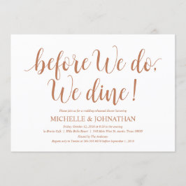 Rustic Bröllop Rehearsal Dinner, koppar Färg Inbjudningar