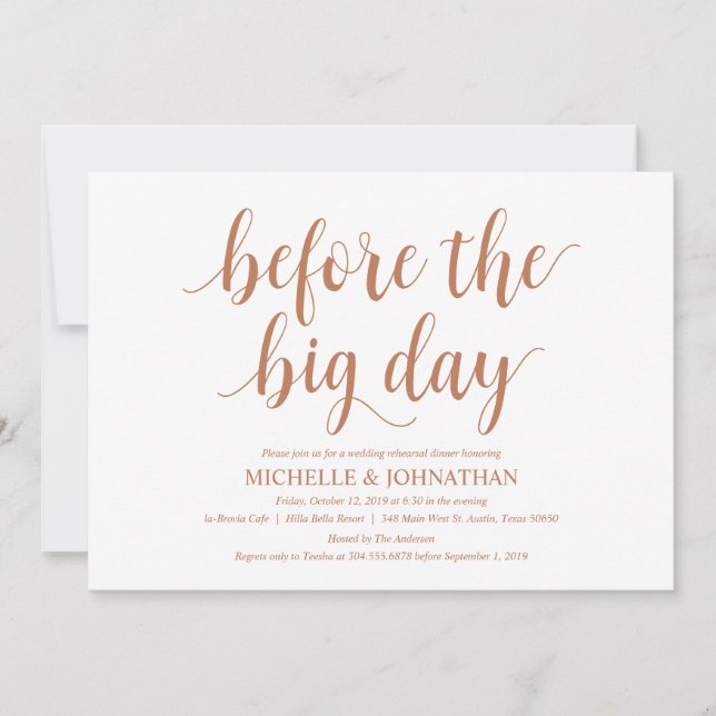Rustic Bröllop Rehearsal Dinner, koppartema Inbjudningar (Framsida)