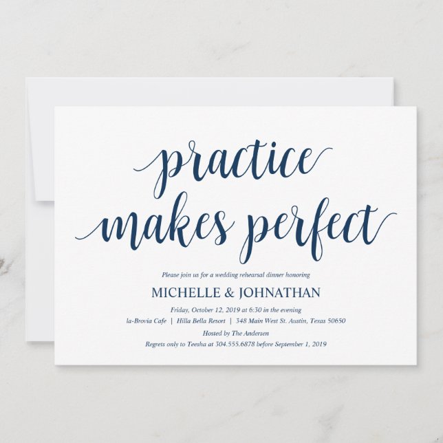 Rustic Bröllop Rehearsal Dinner, marinblått Inbjudningar (Framsida)