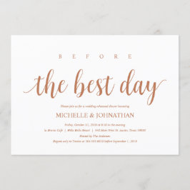 Rustic Bröllop Rehearsal Dinner, Modern koppar Inbjudningar