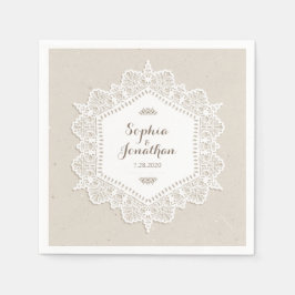 Rustic Bröllop Romantic Vintage Snöre Doily Pappersservett