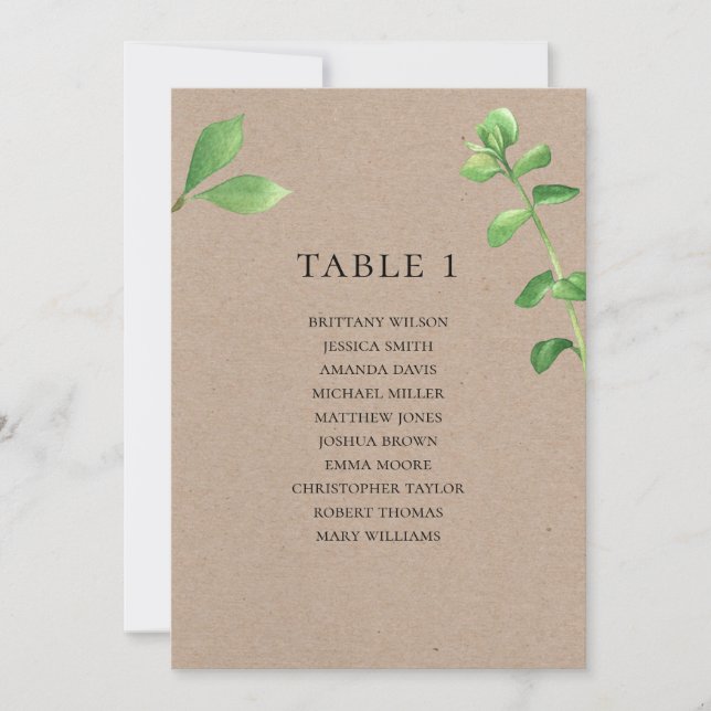 Rustic bröllop sittande diagram. botaniska land inbjudningar (Framsida)