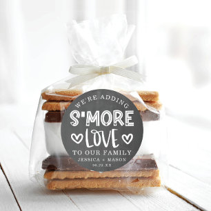 Rustic Bröllop S'more Kärlek Favor Classic Round S Runt Klistermärke