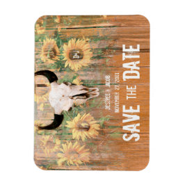 Rustic Bröllop SunblommBull Skull Spara datumet Magnet