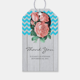 Rustic Bröllop Tack - Turquise och Coral Presentetikett