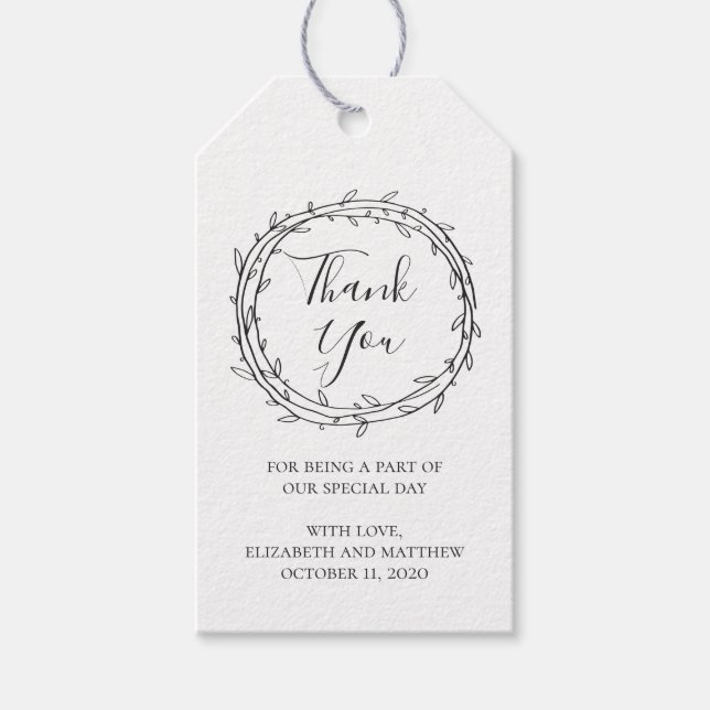 Rustic bröllop tackar er. Enkelt botaniskt land Presentetikett (Framsidan)